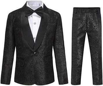 SWOTGdoby Boys Suits 2 Piece Paisley Suit Set Formal Dress Blazer Pants Slim Fit Tuxedo Suits for Boy