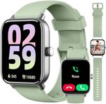 Smart Watch, Compatible with iPhone 9.0 or Above and Android 6.0 or Above, 45mm Men's and Women's Watch, Smartwatch Fitness Tracker, Fits Wrists 5.8-8.7 Inches (160-230mm), Waterproof, Green