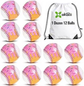 AKAIXI Baseballs PVC 9in Practice Baseball for Training Hitting Lifestyle Decor Ideal Personalized Inspired Gifts for Players Coaches Moms (Pink Drip, Baseball Set (12 Piece))