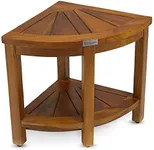 TeakCraft Teak Corner Shower Bench Seat for Bathroom - Waterproof Shower Stool - Fully Assembled, The Saga