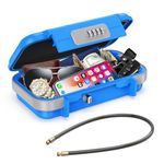 Newest Travel Safe Box for Home, Ankilo Portable Beach Safe Box, Combination Safe Anti-Theft Lock Box, Safe Waterproof Mini Security Case with Removable Wire Rope Security Box for Office,Hotel(Blue)