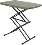 Sunnydaze Adjustable Height Utility Table - Rectangle Folding Table with Collapsible Legs and Plastic Top - Indoor or Outdoor Use - Gray - 29.5" H