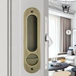 betensh 173mm Pocket Door Handle with Key Sliding Door Lock Keyed Pocket Door Lock Invisible Sliding Door Lock Pocket Invisible Recessed Handle Mortise Hook Lock for Wooden Door Brushed Bronze