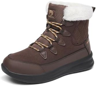 Dannto Womens Winter Snow Boots Warm Fur Lined Ankle Shoes Water Resistant Booties Non Slip Sole Dark Coffee 8