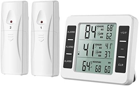 Refrigerator Thermometer, Wireless Indoor Outdoor Digital Freezer Thermometer, Sensor Temperature Monitor with Audible Alarm Temperature Gauge (Specification 1)