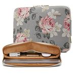 KAYOND Gray Rose Pattern Water-resistant 15 inch Canvas laptop sleeve for 15.6 inch laptop, macbook air/pro 15.4, MacBook pro 16 (15-15.6 Inch, Gray Rose)