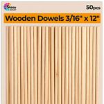 (0.5cm x 30cm ) - Wooden Dowel Rods for Craft 3/16 x 12 inch - 50 pcs Sturdy Dowels (30cm-5mmO) Unfinished Wood Dowels