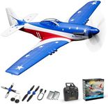 VOLANTEXRC Remote Control Plane, 4-CH RC Plane Ready to Fly P51 Mustang Radio Controlled Airplane for Adults and Beginners with Xpilot Stabilization System, One Key Aerobatic (761-5)