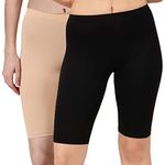 SOIE Women Mid Rise Soft Polyamide Spandex Knee Length Cycling Shorts Combo Pack of 2, Black,Nude, 3XL