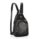 NICOLE&DORIS Fashion Women Backpack Small Leather Backpack Black Women Chest Bag Shoulder Bag Casual Ladies Fashion Daypack Black