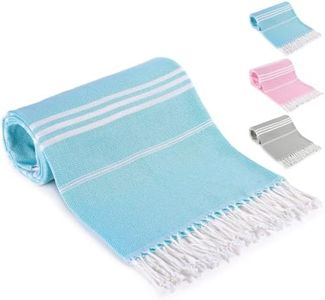 BonGu Turkish Beach Towel,180x90cm Oversized Turkish Cotton with Travel Bag Large Quick Dry Lightweight Turkish Beach Towels for Beach, Bath, Pool Travel Towels (Blue)