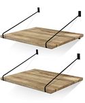 Petrala Floating Shelves Wall Shelf Wooden Wide Floating Shelf Set of 2 Hanging Rustic Shelves Projector Shelf Large Storage Shelf for Kitchen Bathroom Bedroom Living Room Hallway