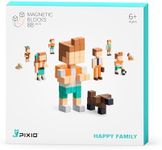 PIXIO Happy Family - Magnetic Building Blocks for Kids Over 6 Years, Pixel Art, STEM Magnet Toys for Kids Ages 8-12, Portable Magnetic Blocks for Creativity - 162 pcs