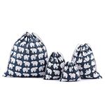 Amoyie 4 pcs Drawstring Storage Bag Set for Baby Stuff, Travel Home Accessories - Blue Bear