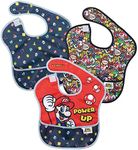 Bumkins Bibs, Nintendo Super Mario Baby Bibs for Girl or Boy, SuperBib Baby and Toddler Bib for 6-24 Months, Baby Bib for Eating, Feeding Bib, Waterproof Lightweight Fabric – Power Up