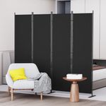 C-Hopetree 4 Panels Room Divider, 6 Ft Tall Indoor Folding Privacy Screen, Portable Partition Separator, Freestanding Separation Temporary Wall for Office, Bedroom, 80" W X 71" H, Black