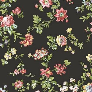 Waverly Inspirations Cotton 44" Leaf Floral Onxy Color Sewing Fabric by The Yard
