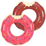 MoKo Swim Rings, 2 Pack Durable PVC Swimming Tube Water Fun Inflatable Pool Float Tube Summer Swimming Pool Float Ring Donuts Painting Beach Pool Party Accessories for Kids Adults, Colorful