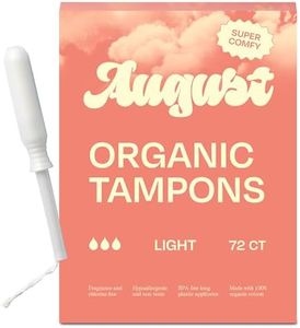 August Light Tampons - 72-Pack 100% Organic Cotton Tampons for Women and Anyone Who Menstruates, Non-Toxic, Fragrance-Free, and Hypoallergenic with Long Applicators (3 Boxes of 24)