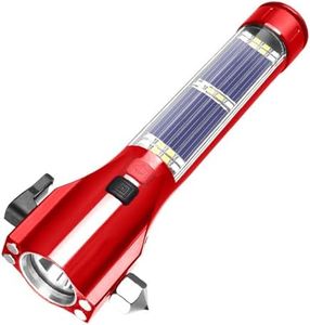 Car Glass Breaker Hammer with Flashlight, Multi-Function Rechargeable Emergency Escape tools with Window Breaker and Seatbelt Cutters,Bright Solar Torch， RescueAlarm Rescue, Strobe SOS Beacon