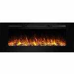 PuraFlame Alice 50 Inches Recessed Electric Fireplace, Wall Mounted for 2 X 6 Stud, Log Set & Crystal, 1500W Heater, Black