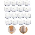 16Pcs Square 35x35mm Silicone Chair Leg Floor Protectors, Chair Leg Caps, Furniture Foot Protectors, Free Moving Table Leg Covers, Stool Leg caps to Prevent Hardwood Floor Scratches and Reduce Noise