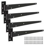 ASelected 4Pcs T Hinges12In Heavy Duty Gate Hinges Rustproof Powder Coating Garden Gate Hinges Black Gate Hinges Use for Garden Warehouse Shed Doors Barn Doors