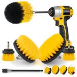 6 Pack Drill Brush Attachment Set - Power Scrubber Cleaning Brushes with Extended Long Attachment for Floor, Grout, Carpet, Tile, Tub, Car Wheels,Toilet, Bathroom Kitchen Surface Clean (Yellow, 6 Pcs)