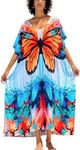 YouKD Women's Summer Boho Kaftan Plus Size Robe Beach Coverup Dress Long Bathrobes One Size