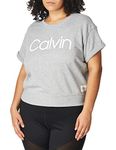 Calvin Klein Performance Women's Calvin Logo Short Sleeve Crew Neck Pullover, Pearl Grey Heather, Large