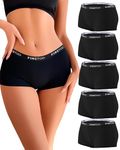 FINETOO Boyshort Underwear for Women Cotton Boxer Briefs Full Coverage Ladies Boyshorts Panties 5 Pack