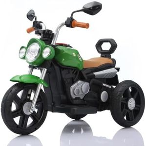 Lista Kids Electric Motorcycle Ride On Toy, 3-Wheel Battery Powered Tricycle with Headlights, Available in Red, Blue, Green Colors (Green)