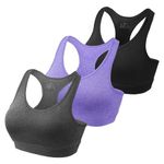 HBselect 3 Pack Comfort Racer Back Sports Bras for Women UK with Removable Pads, Wireless Seamless Plus Size Sleep Bras for Girls in Yoga Bralette Running Leisure Crop Gym Stretch Tops Vest