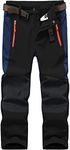 DAFENGEA Kids Snow Ski Pants Hiking Boys Girls Outdoor Waterproof Windproof Fleece Warm Snowboard Pants, Black1 7Y