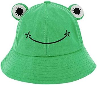 Haoohu Frog Hat Adults Cotton Bucket Hat Frog Cap Fisherman Beach Festival Sun Hat Dress up Party Frog Hat, Green Frog, One Size