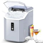 Nugget Ice Maker,Ice Maker Countertop,Self Cleaning Ice Machine 9 Chewable Pebble Cubes 6 Minutes Portable Machine Glace Black with Ice Bag, Ice Spoon, Ice Basket