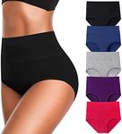 JojoQueen Womens Underwear Cotton High Waist Full Coverage Brief Ladies Panties Lingerie Undergarments for Women, X-Large-XX-Large