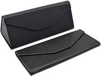 Real Sic Vegan Leather Eyeglass Case - Reading Glasses Case with Magnetic Folding - Leather Sunglass Case with Aluminum & Cardboard Core - Hard Case for Sunglasses, Reading Glasses - (Black)