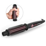 PHOEBE Curling Iron Brush, 1 Inch Ceramic Ionic Anti-scald Hot Curler Brush, 3 in 1 Professional Instant Heat up Curling Wand with Dual Voltage, 266ââ€žâ€°-430ââ€žâ€° for All Hair Types (Black)