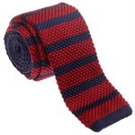 Retreez Vintage Smart Casual Men's 2" Skinny Knit Tie - Burgundy and Navy Blue