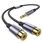 MOSWAG 3.5mm to RCA Cable 1 Pack,3.5mm Male to 2 RCA Female Headphone Jack to RCA Stereo Audio Adapter Cable Compatible with Smartphones,MP3,Tablets,Speakers,Home Theater,HDTV and More