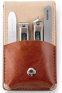 MR.GREEN Solingen Lot de 4 coupe-ongles pour homme avec étui en cuir en acier inoxydable