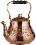 DEMMEX 2019 Heavy Gauge 1mm Thick Natural Handmade Turkish Copper Engraved Tea Pot Kettle Stovetop Teapot, LARGE 3.1 Qt - 2.75lb (Engraved Copper)