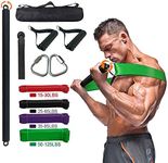 FOSER Portable Resistance Bar with Resistance Bar Pull-up Resistance Band Set, Resistance Bar Kit with Handle and Door Anchor,Home Gym Whole Body Strength Training bar (Rotating Resistance bar kit)