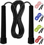 LUMAZU Adjustable Skipping Rope for Adults Kids Non-Slip Handle Home and Gym Tangle Free Jump Rope for Fat Burning, Speed Training, Fitness Workout, Crossfit Boxing, MMA Warm up Speed Rope (Black)