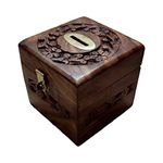 KALIYAR DECORS Wooden Money Bank, Coin Holder, Piggy Bank for Adults Coin Box for Kids Girls & Adult Gift Crafted by Saharanpur Artisans