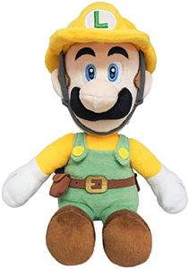 Sanei Super Mario Bros Builder Luigi Stuffed Animals Plush Toys, 10 Inch Tall, Multicolour