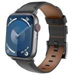 TiMOVO Leather Watch Band for Apple Watch Series 10 42mm/Series 9 8 7 6 5 4 3 2 1 SE 38mm 40mm 41mm, Vintage Leather Replacement Wristband for Men and Women, Black