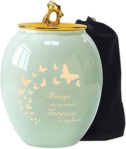 LINES ARTE Medium Urns for Human Ashes, 6.7x5.2Inch Ceramic Medium Size Butterfly Urns for Ashes Adult Female/Mom/Women, Decorative Cremation Urns for Adult Ashes