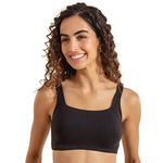 NYKD Trendy Square Neck Soft Cup Slip On Everyday Sports Bra for Women | Wireless | Full Coverage | Non Padded (Pack of 2 Bra, NYB158, Black, XL, 1N